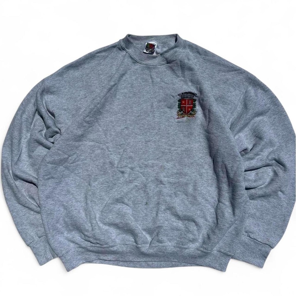 Vintage Grey Fruit of The Loom Candiac Embroidery Sweatshirt - XXL